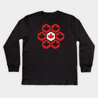 Canada - Maple Leaf - Hex Kids Long Sleeve T-Shirt